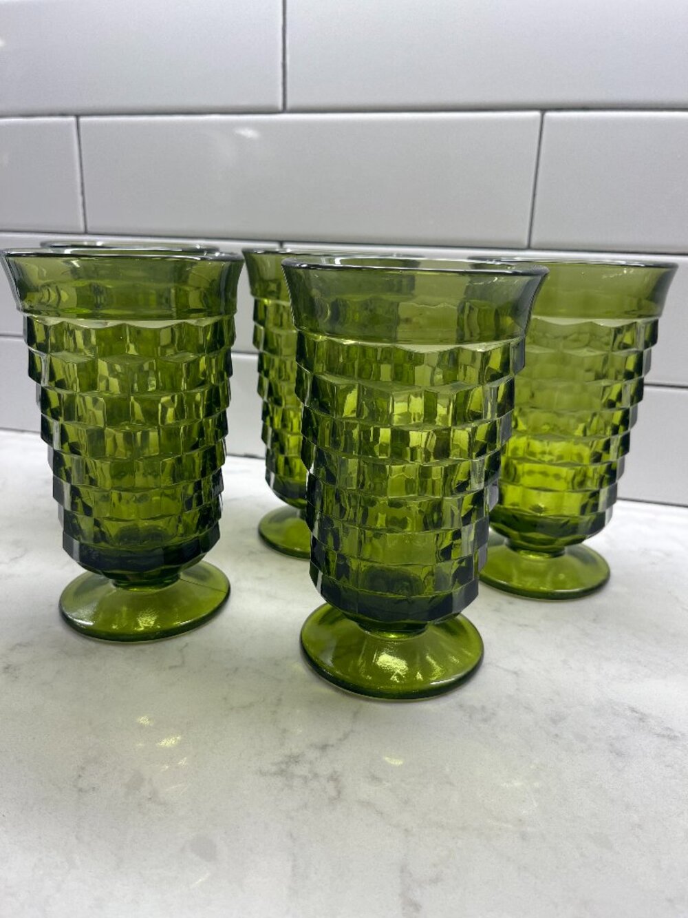 (4) Colony Whitehall Green (Avocado) Ice Tea Glass, 6" 1950's-1960's